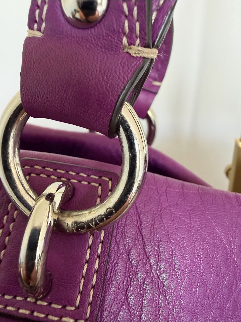 Coach Penelope Signature Shopper 14422 Khaki Berry Shoulder Tote - Picture 8 of 16